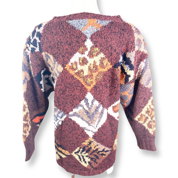 Vintage 1990's 20 Ans By Mariea Kim Hand Knit Oversized Sweater - Cotton Blend - Picture 3 of 4